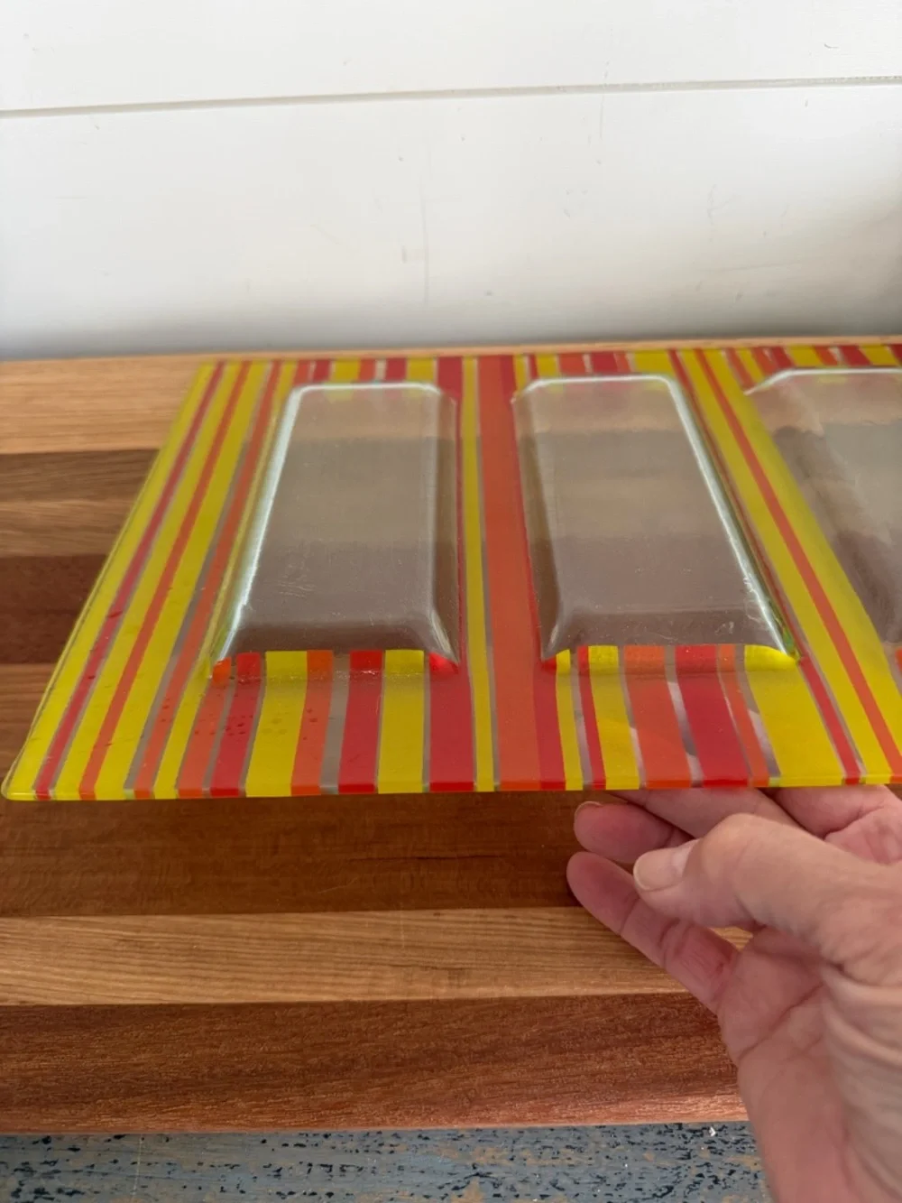 Vintage Retro Glass Serving Platter 3 Sections